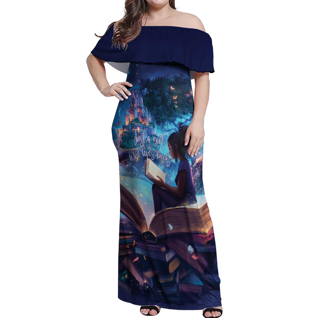 Black Girls Book Lovers Off Shoulder Maxi Dress Just A Girl Who Loves Books