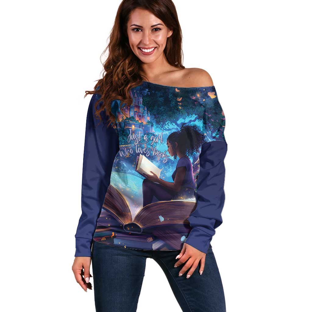 Black Girls Book Lovers Off Shoulder Sweater Just A Girl Who Loves Books