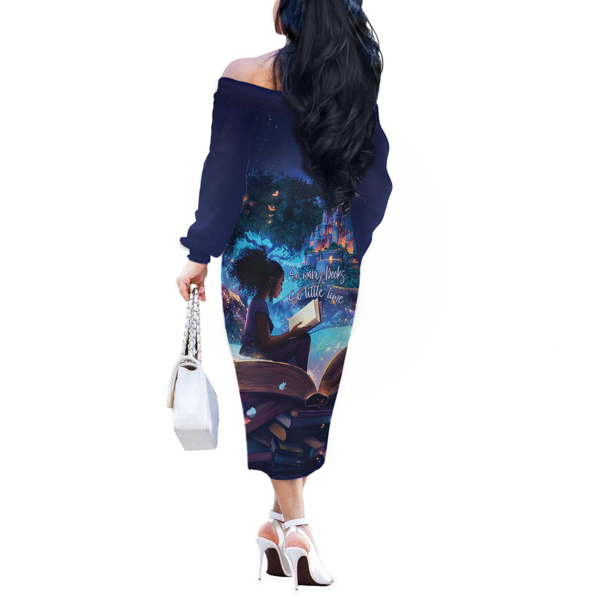 Black Girls Book Lovers Off The Shoulder Long Sleeve Dress Just A Girl Who Loves Books