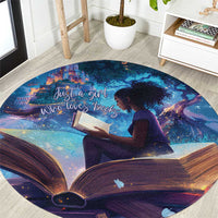 Black Girls Book Lovers Round Carpet Just A Girl Who Loves Books