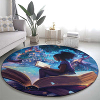Black Girls Book Lovers Round Carpet Just A Girl Who Loves Books