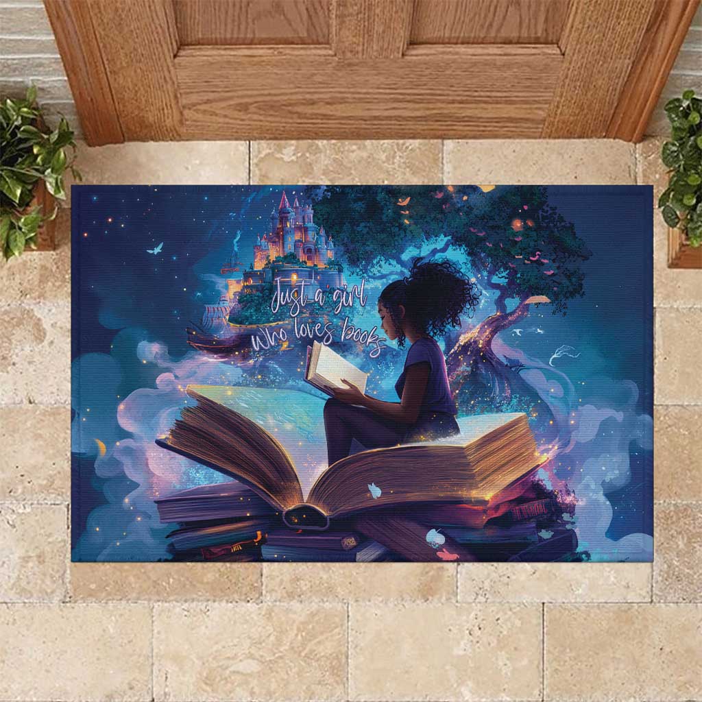Black Girls Book Lovers Rubber Doormat Just A Girl Who Loves Books
