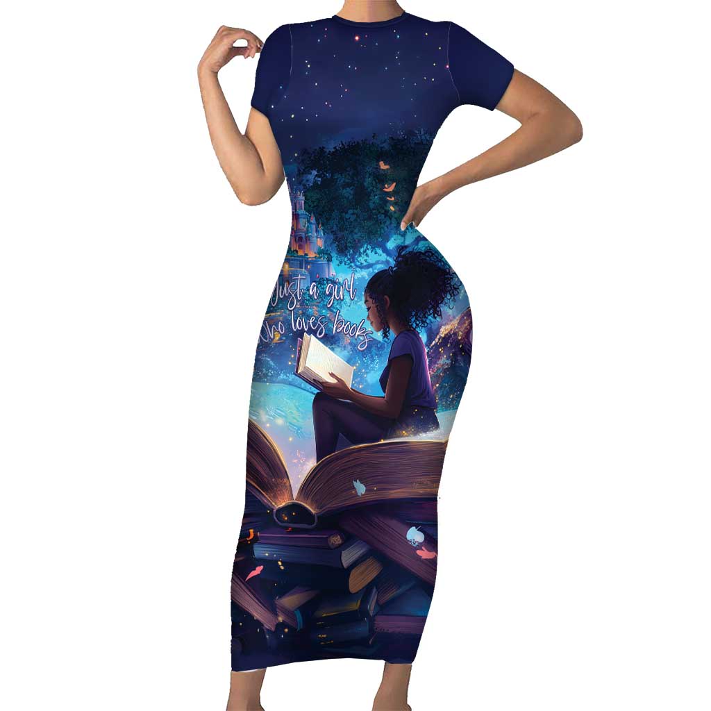 Black Girls Book Lovers Short Sleeve Bodycon Dress Just A Girl Who Loves Books