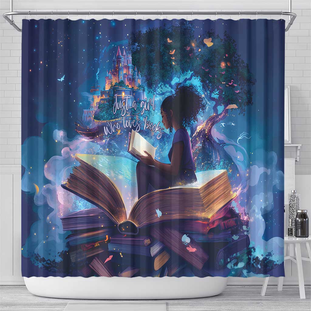 Black Girls Book Lovers Shower Curtain Just A Girl Who Loves Books
