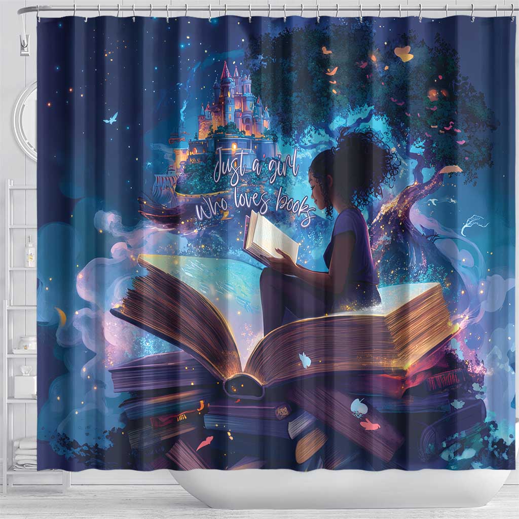 Black Girls Book Lovers Shower Curtain Just A Girl Who Loves Books