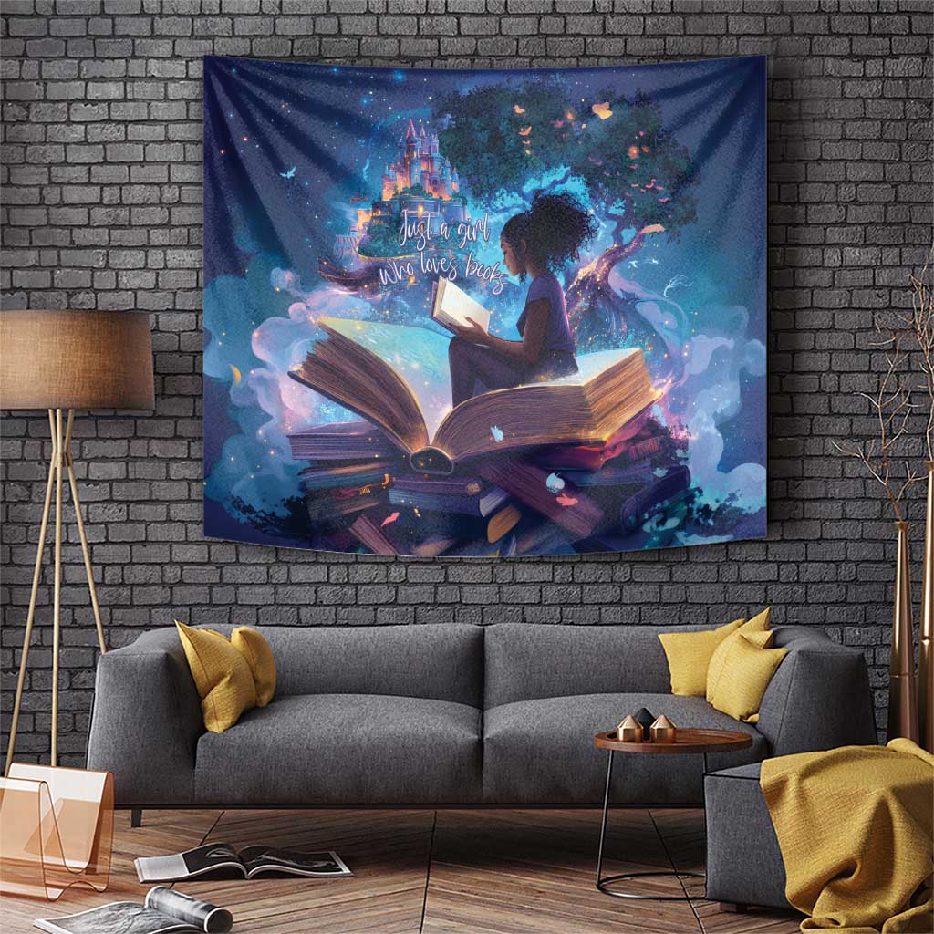 Black Girls Book Lovers Tapestry Just A Girl Who Loves Books