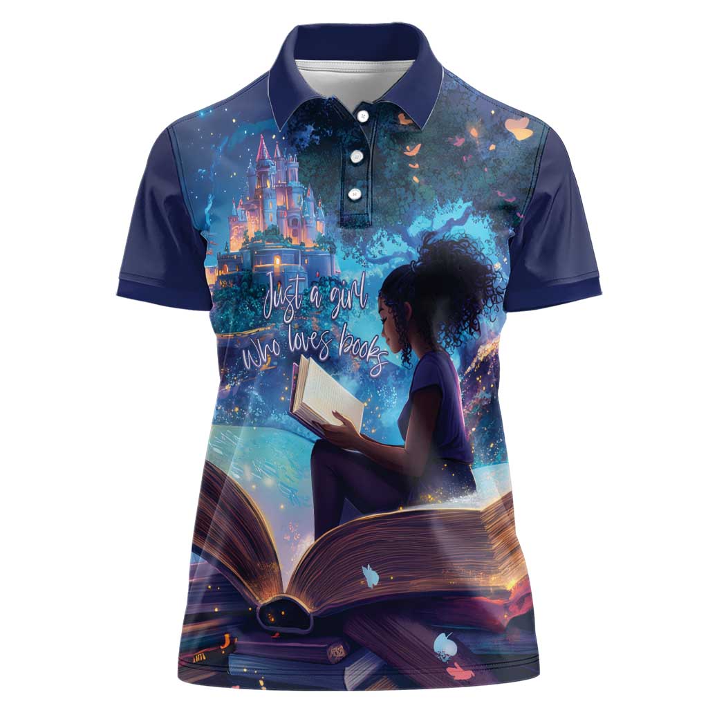 Black Girls Book Lovers Women Polo Shirt Just A Girl Who Loves Books