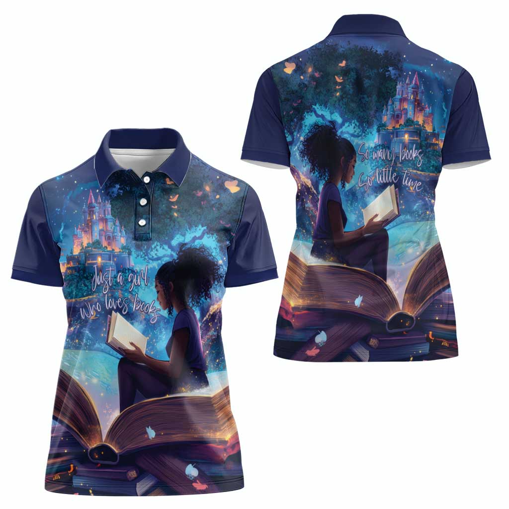 Black Girls Book Lovers Women Polo Shirt Just A Girl Who Loves Books