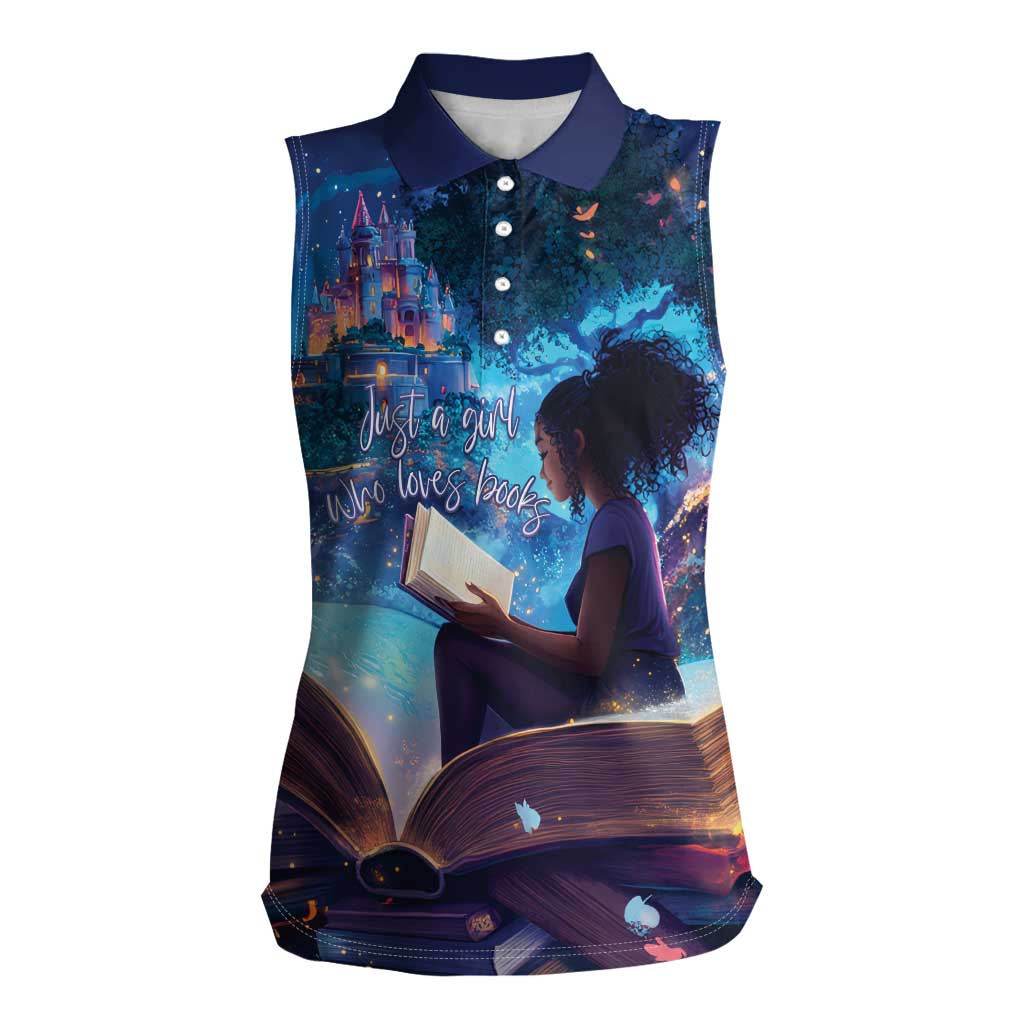 Black Girls Book Lovers Women Sleeveless Polo Shirt Just A Girl Who Loves Books