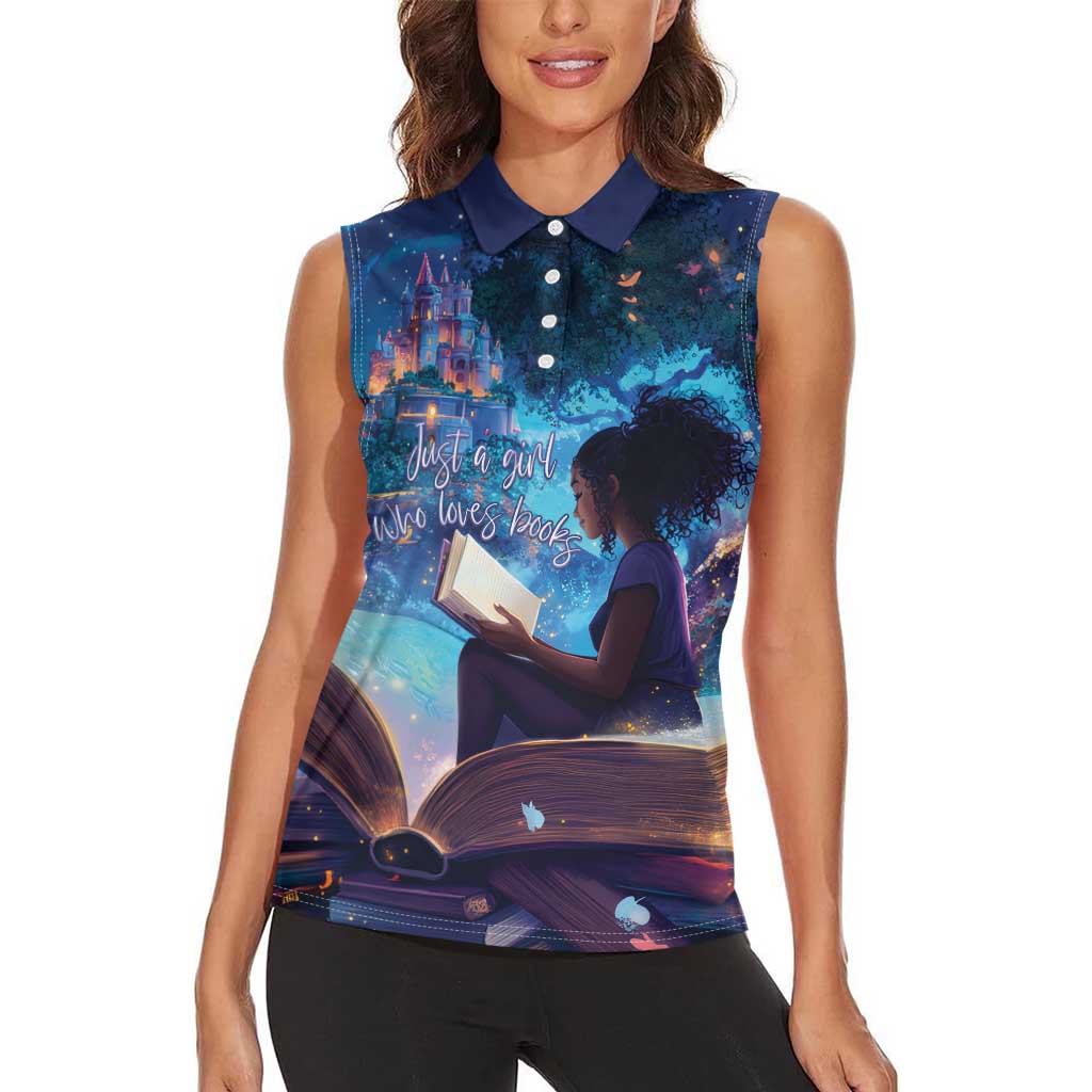 Black Girls Book Lovers Women Sleeveless Polo Shirt Just A Girl Who Loves Books