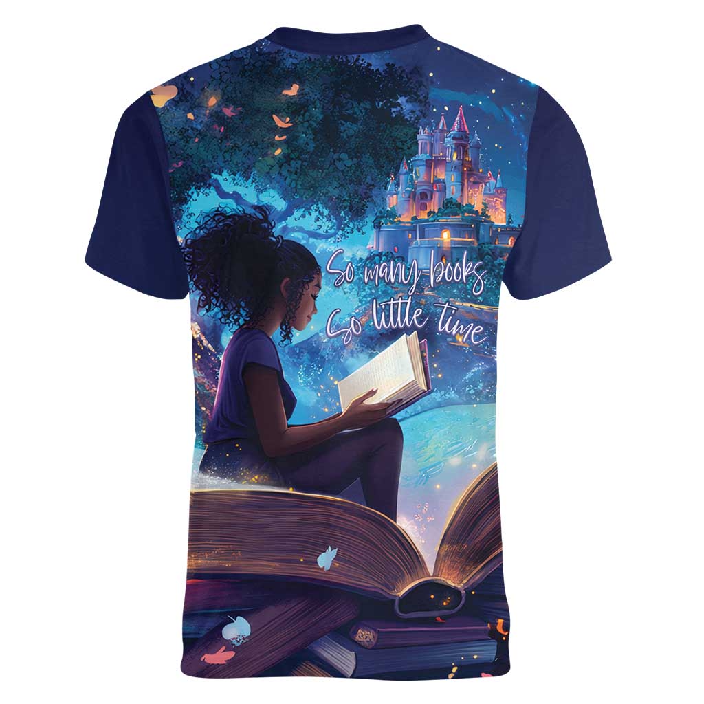 Black Girls Book Lovers Women V-Neck T-Shirt Just A Girl Who Loves Books