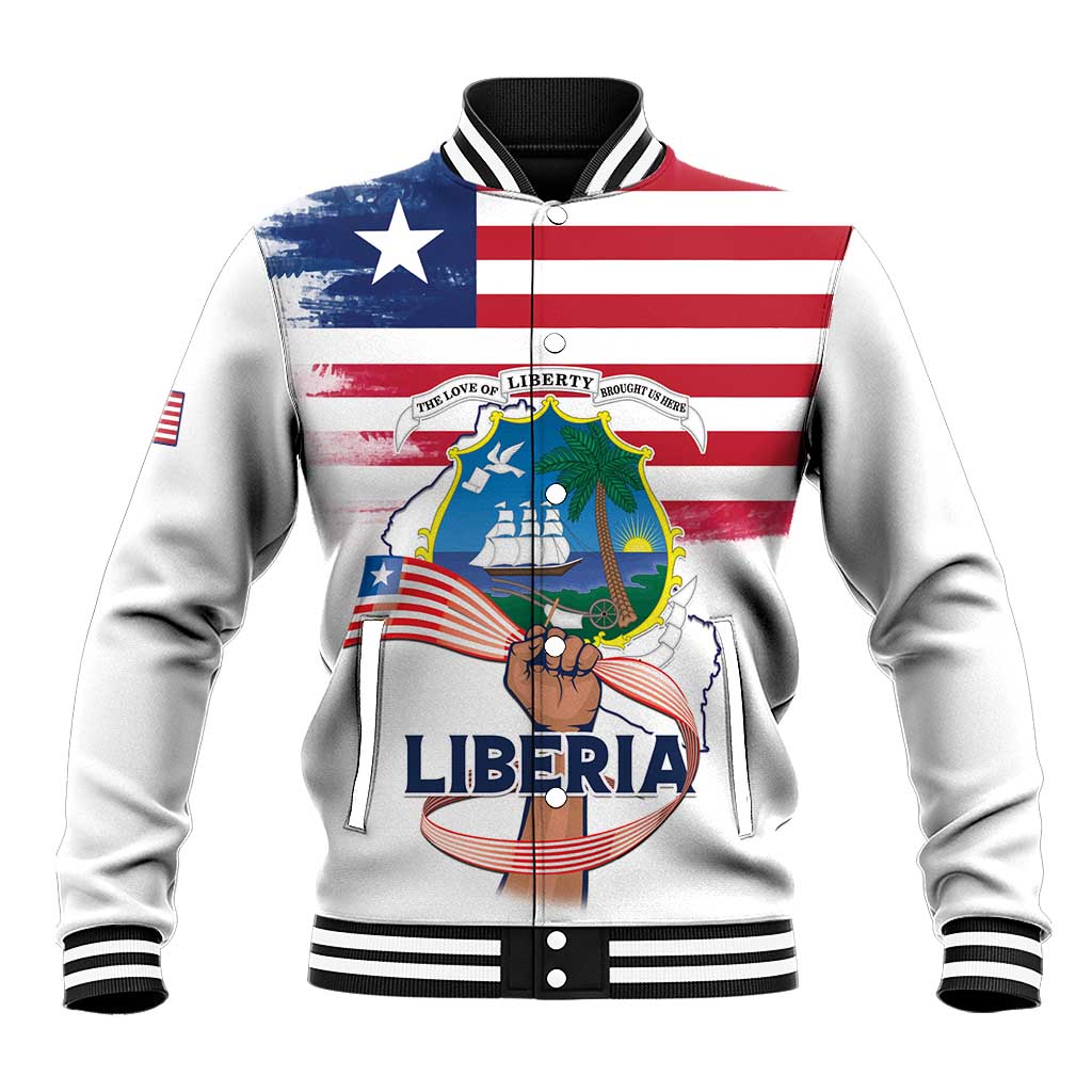Personalised Liberia Flag Day Baseball Jacket Our Flag Our Pride