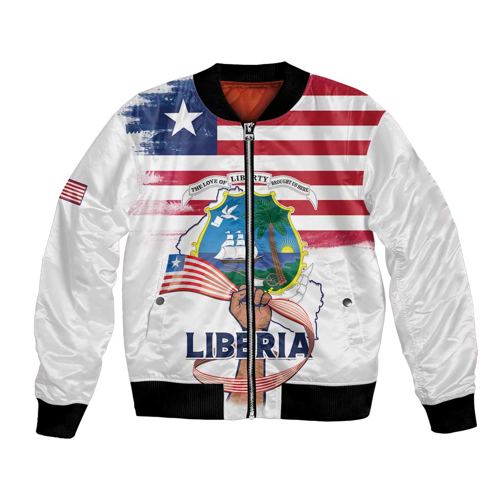 Personalised Liberia Flag Day Bomber Jacket Our Flag Our Pride