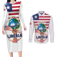 Personalised Liberia Flag Day Couples Matching Long Sleeve Bodycon Dress and Long Sleeve Button Shirt Our Flag Our Pride