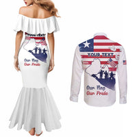 Personalised Liberia Flag Day Couples Matching Mermaid Dress and Long Sleeve Button Shirt Our Flag Our Pride