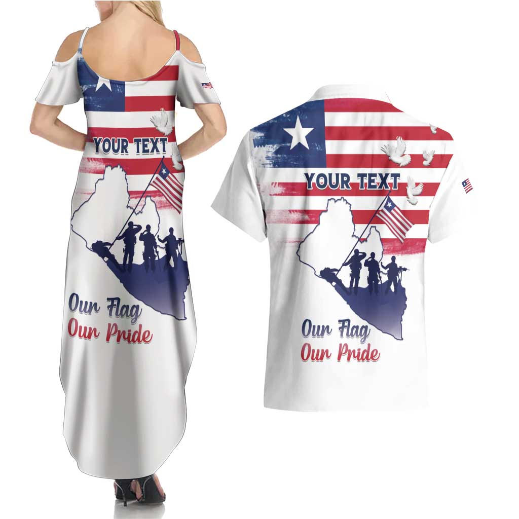 Personalised Liberia Flag Day Couples Matching Summer Maxi Dress and Hawaiian Shirt Our Flag Our Pride