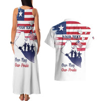 Personalised Liberia Flag Day Couples Matching Tank Maxi Dress and Hawaiian Shirt Our Flag Our Pride