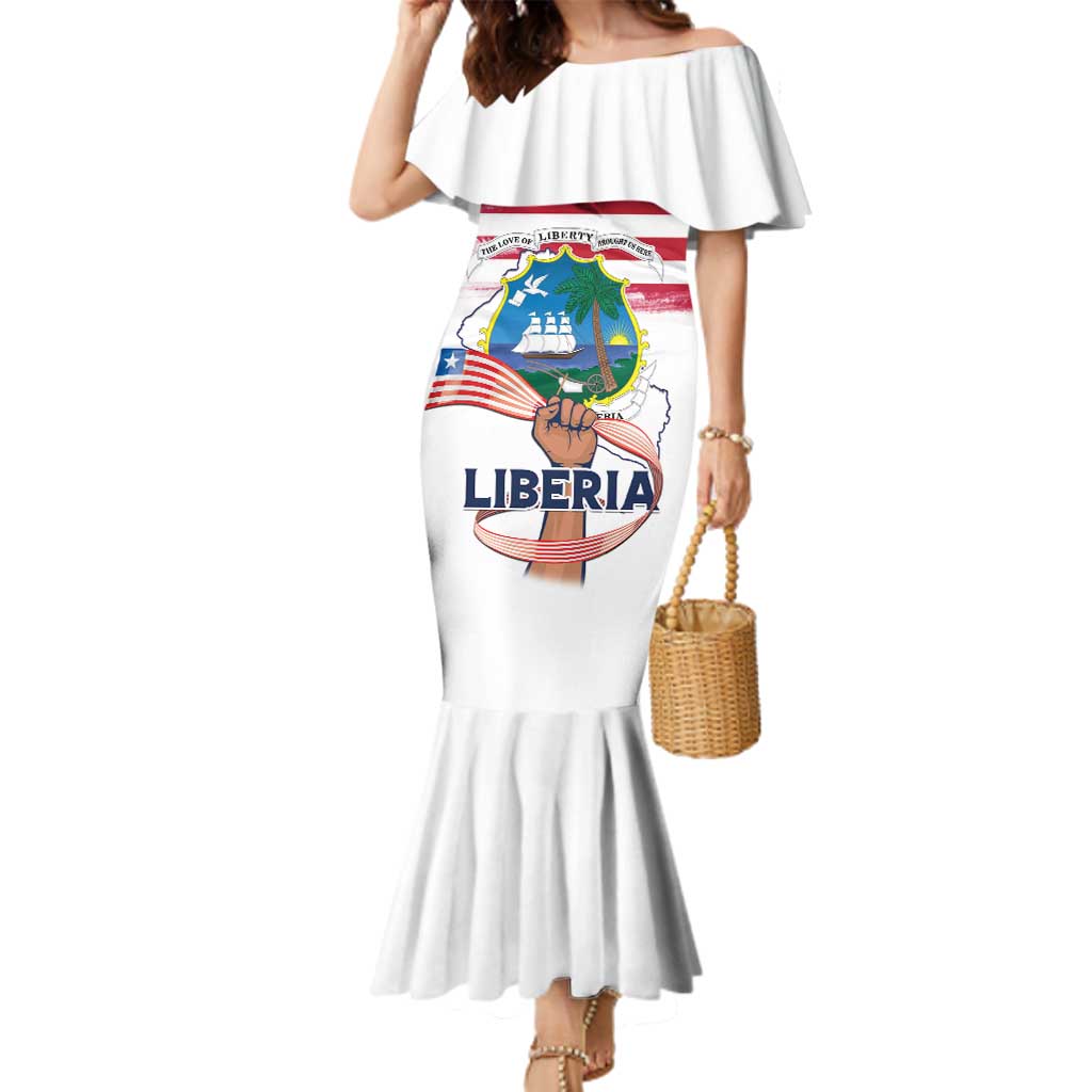 Personalised Liberia Flag Day Family Matching Mermaid Dress and Hawaiian Shirt Our Flag Our Pride