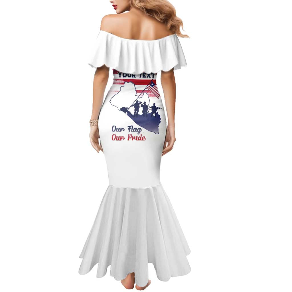 Personalised Liberia Flag Day Family Matching Mermaid Dress and Hawaiian Shirt Our Flag Our Pride