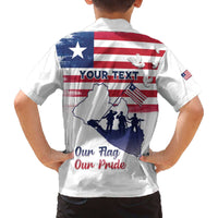 Personalised Liberia Flag Day Family Matching Off The Shoulder Long Sleeve Dress and Hawaiian Shirt Our Flag Our Pride