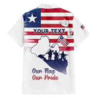 Personalised Liberia Flag Day Family Matching Off The Shoulder Long Sleeve Dress and Hawaiian Shirt Our Flag Our Pride