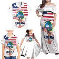 Personalised Liberia Flag Day Family Matching Off Shoulder Maxi Dress and Hawaiian Shirt Our Flag Our Pride
