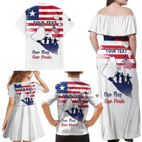 Personalised Liberia Flag Day Family Matching Off Shoulder Maxi Dress and Hawaiian Shirt Our Flag Our Pride