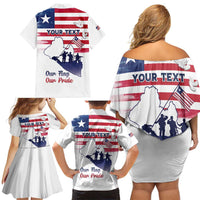 Personalised Liberia Flag Day Family Matching Off Shoulder Short Dress and Hawaiian Shirt Our Flag Our Pride