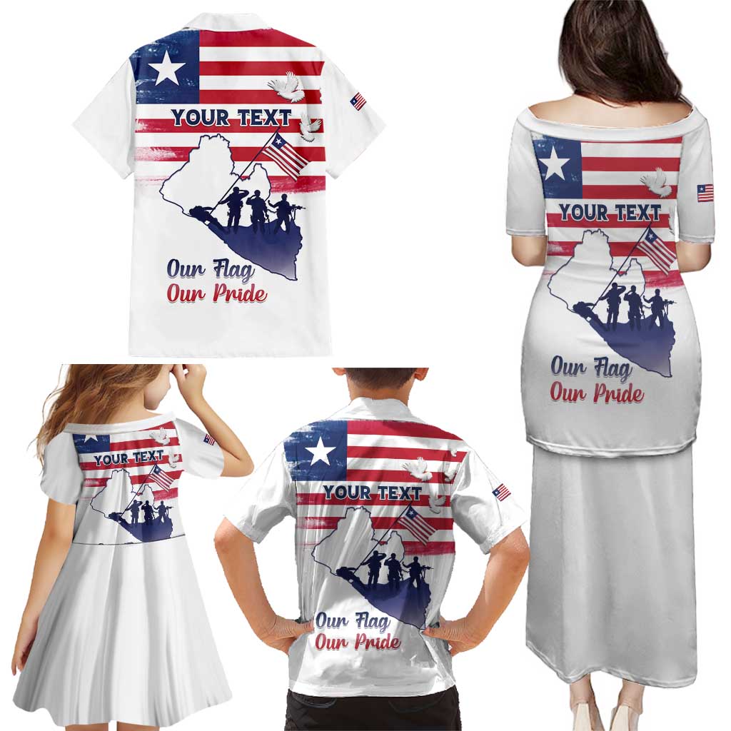 Personalised Liberia Flag Day Family Matching Puletasi and Hawaiian Shirt Our Flag Our Pride