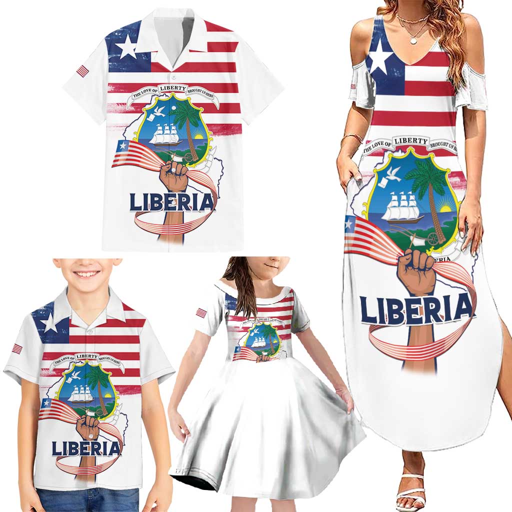Personalised Liberia Flag Day Family Matching Summer Maxi Dress and Hawaiian Shirt Our Flag Our Pride