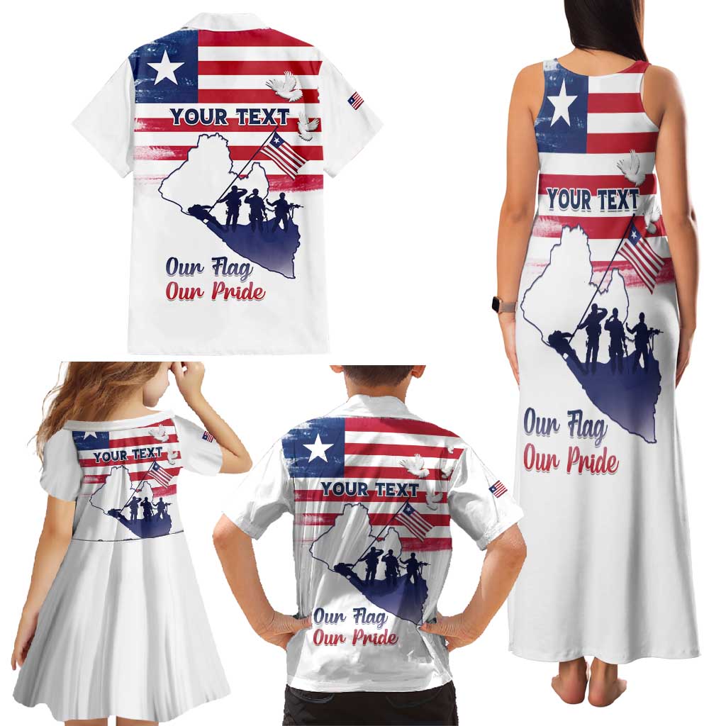 Personalised Liberia Flag Day Family Matching Tank Maxi Dress and Hawaiian Shirt Our Flag Our Pride