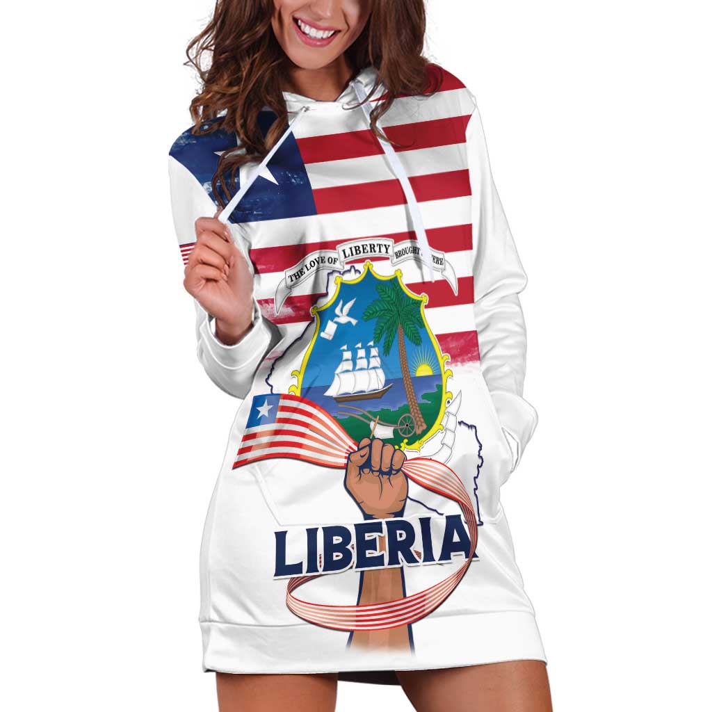 Personalised Liberia Flag Day Hoodie Dress Our Flag Our Pride