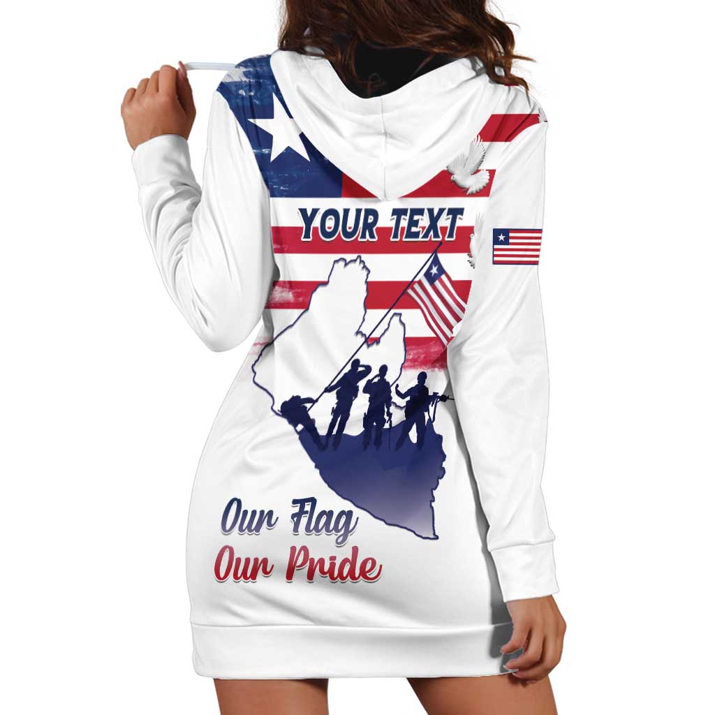 Personalised Liberia Flag Day Hoodie Dress Our Flag Our Pride