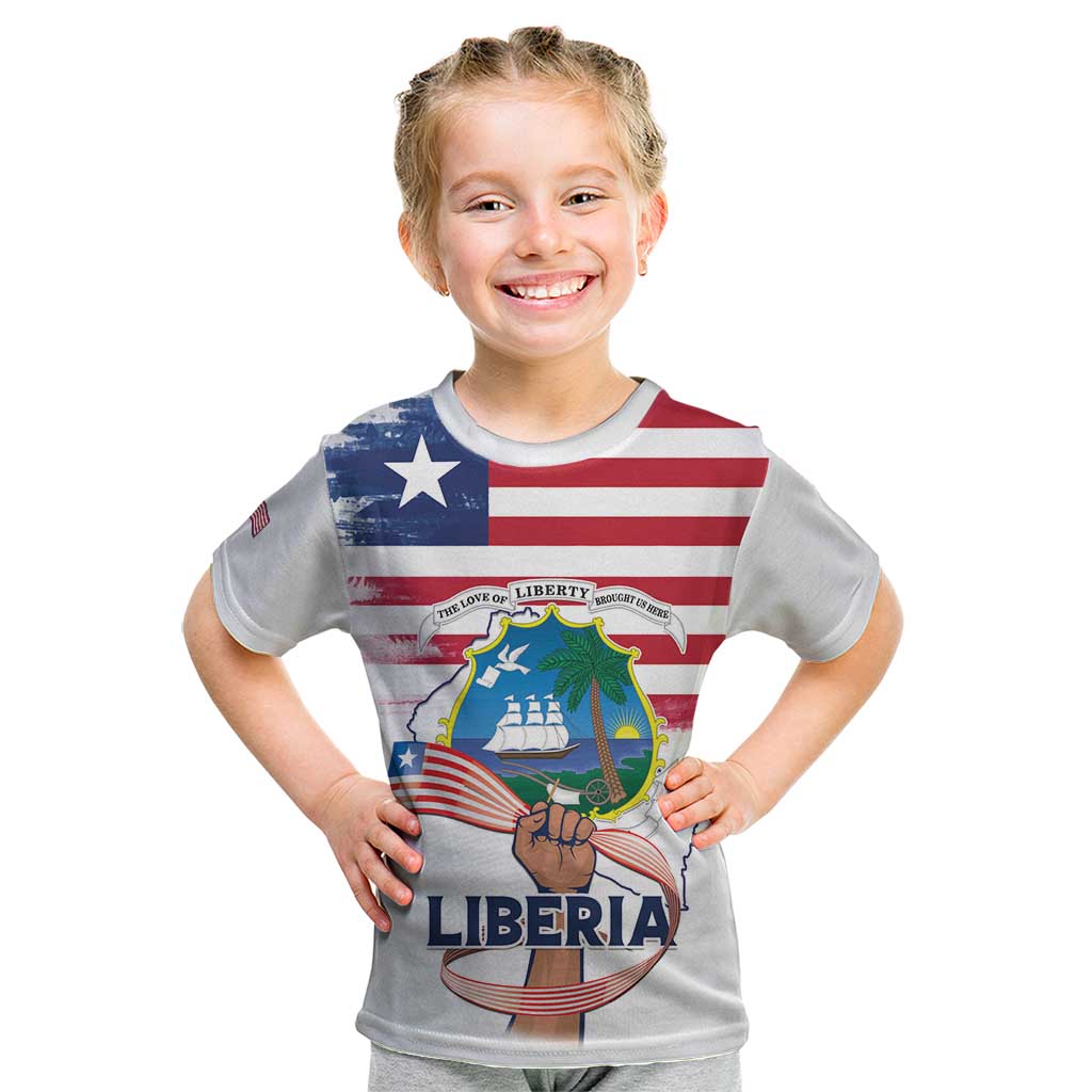 Personalised Liberia Flag Day Kid T Shirt Our Flag Our Pride
