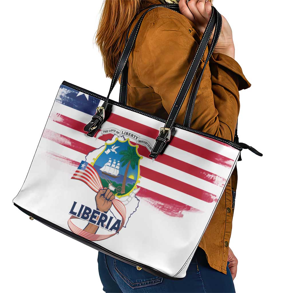 Liberia Flag Day Leather Tote Bag Our Flag Our Pride