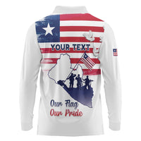 Personalised Liberia Flag Day Long Sleeve Polo Shirt Our Flag Our Pride