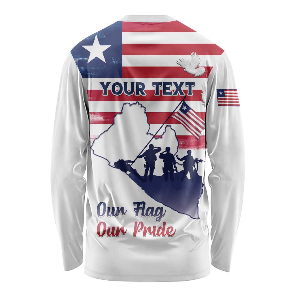Personalised Liberia Flag Day Long Sleeve Shirt Our Flag Our Pride
