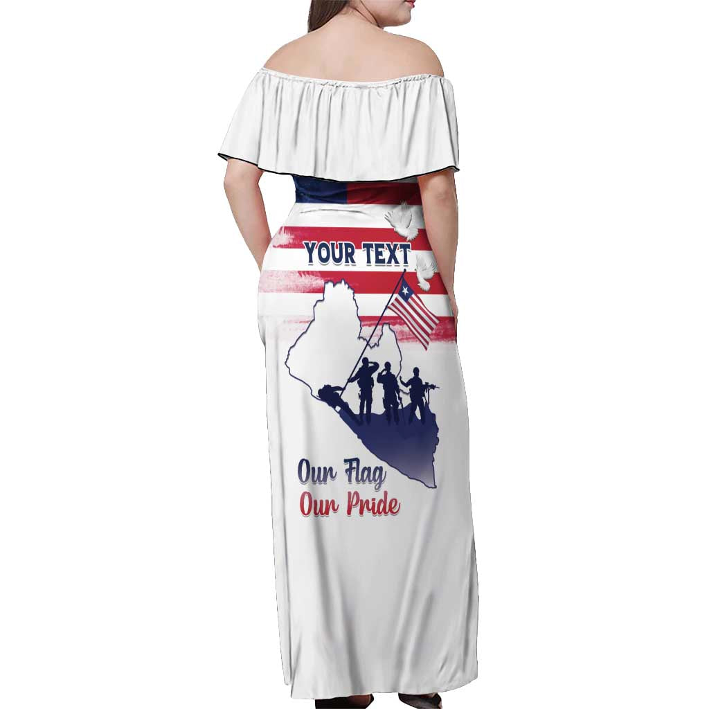 Personalised Liberia Flag Day Off Shoulder Maxi Dress Our Flag Our Pride