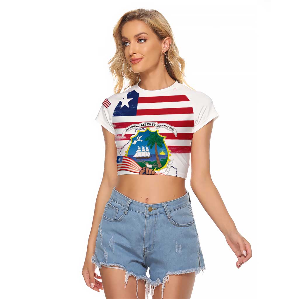 Personalised Liberia Flag Day Raglan Cropped T Shirt Our Flag Our Pride