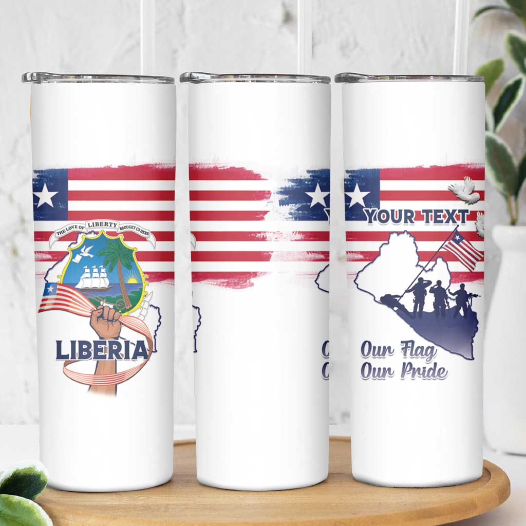 Personalised Liberia Flag Day Skinny Tumbler Our Flag Our Pride