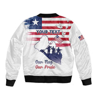 Personalised Liberia Flag Day Sleeve Zip Bomber Jacket Our Flag Our Pride