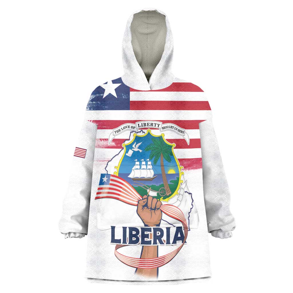 Personalised Liberia Flag Day Wearable Blanket Hoodie Our Flag Our Pride