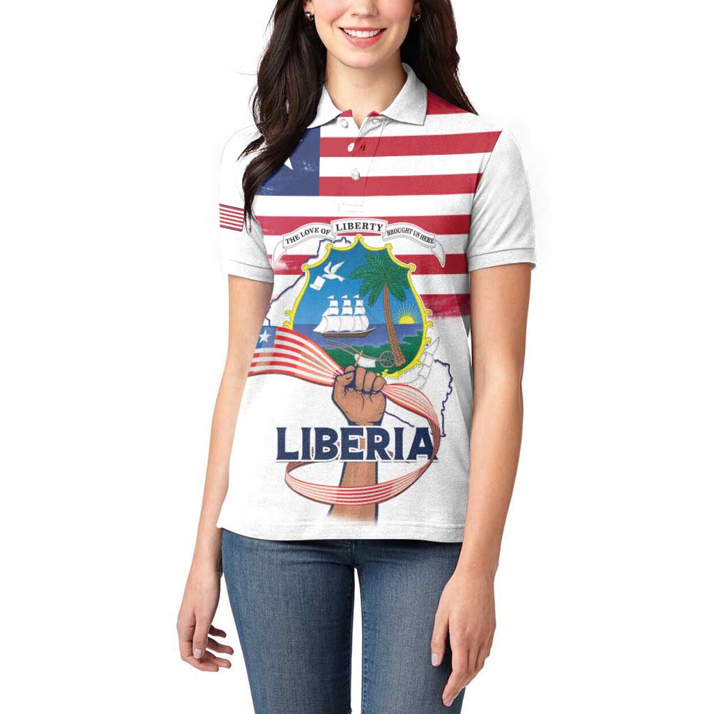 Personalised Liberia Flag Day Women Polo Shirt Our Flag Our Pride