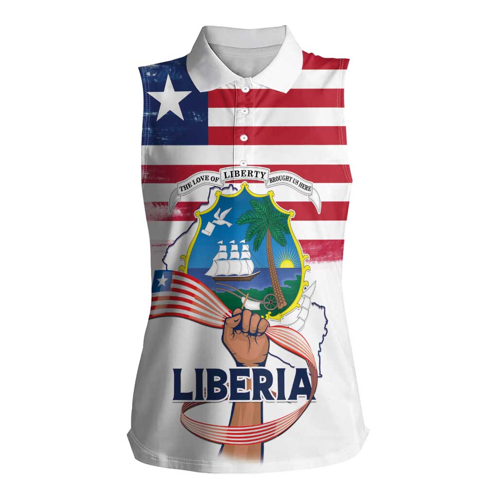 Personalised Liberia Flag Day Women Sleeveless Polo Shirt Our Flag Our Pride