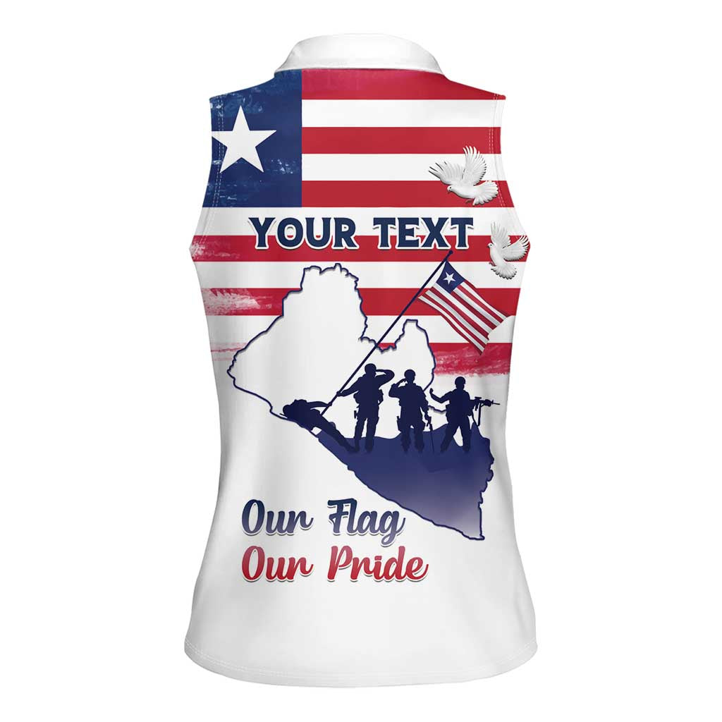 Personalised Liberia Flag Day Women Sleeveless Polo Shirt Our Flag Our Pride