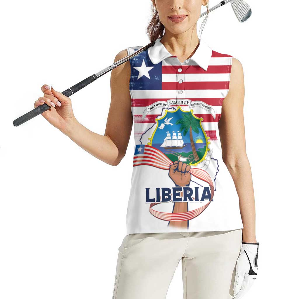 Personalised Liberia Flag Day Women Sleeveless Polo Shirt Our Flag Our Pride