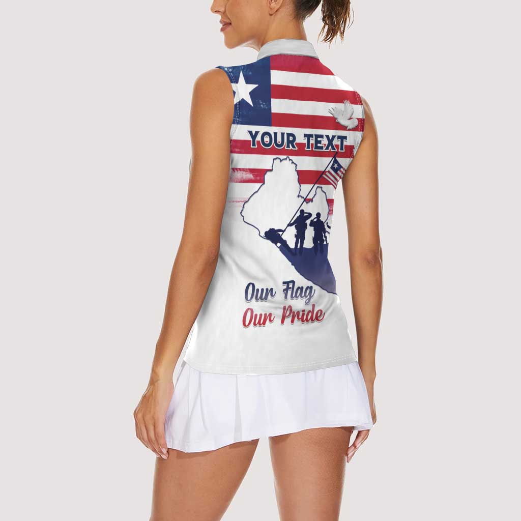 Personalised Liberia Flag Day Women Sleeveless Polo Shirt Our Flag Our Pride