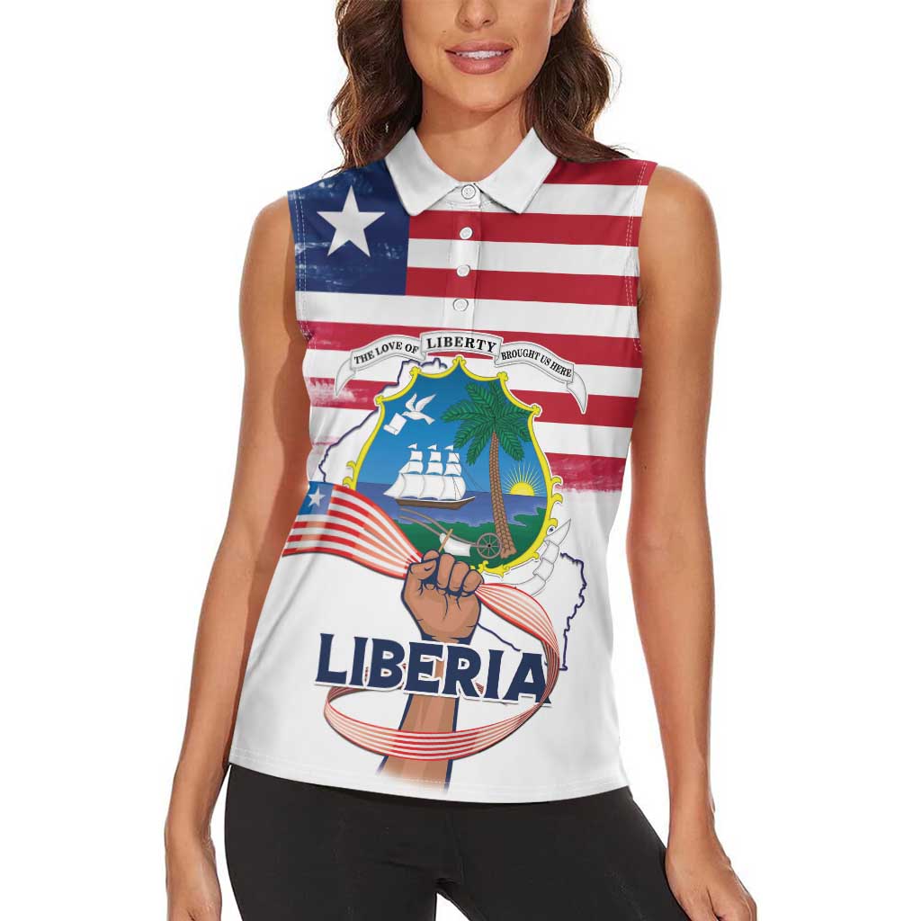 Personalised Liberia Flag Day Women Sleeveless Polo Shirt Our Flag Our Pride