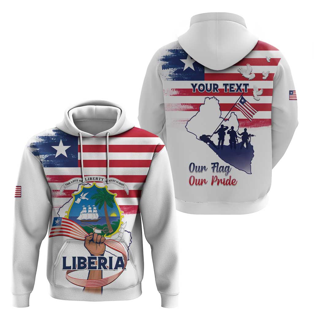Personalised Liberia Flag Day Zip Hoodie Our Flag Our Pride