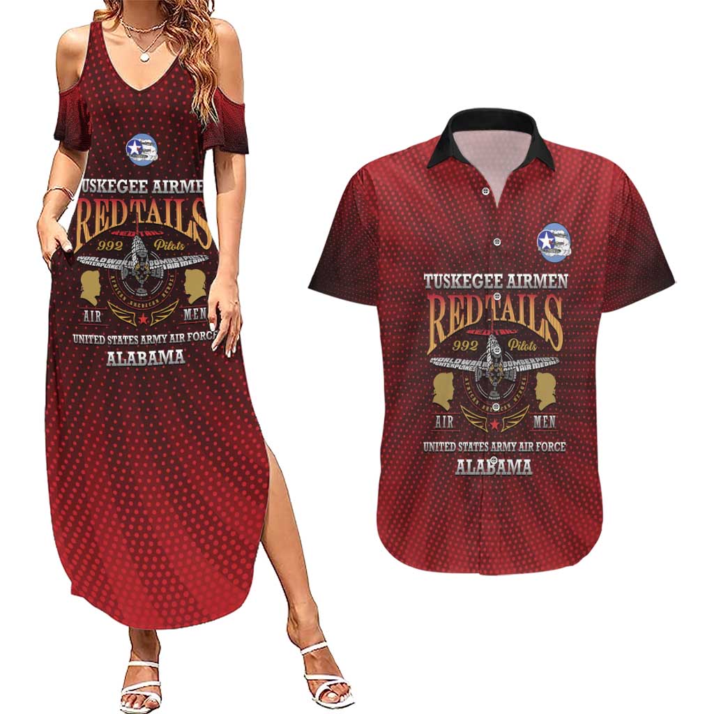 Personalized Red Tails Legacy Couples Matching Summer Maxi Dress and Hawaiian Shirt Tuskegee Airmen WWII Heroes - Wonder Print Shop